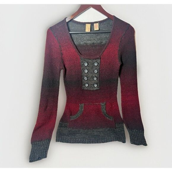 BKE Buckle Wool Blend Long Sleeve Sweater Women's Small Emo Punk Goth Y2K.   Z - Picture 1 of 7